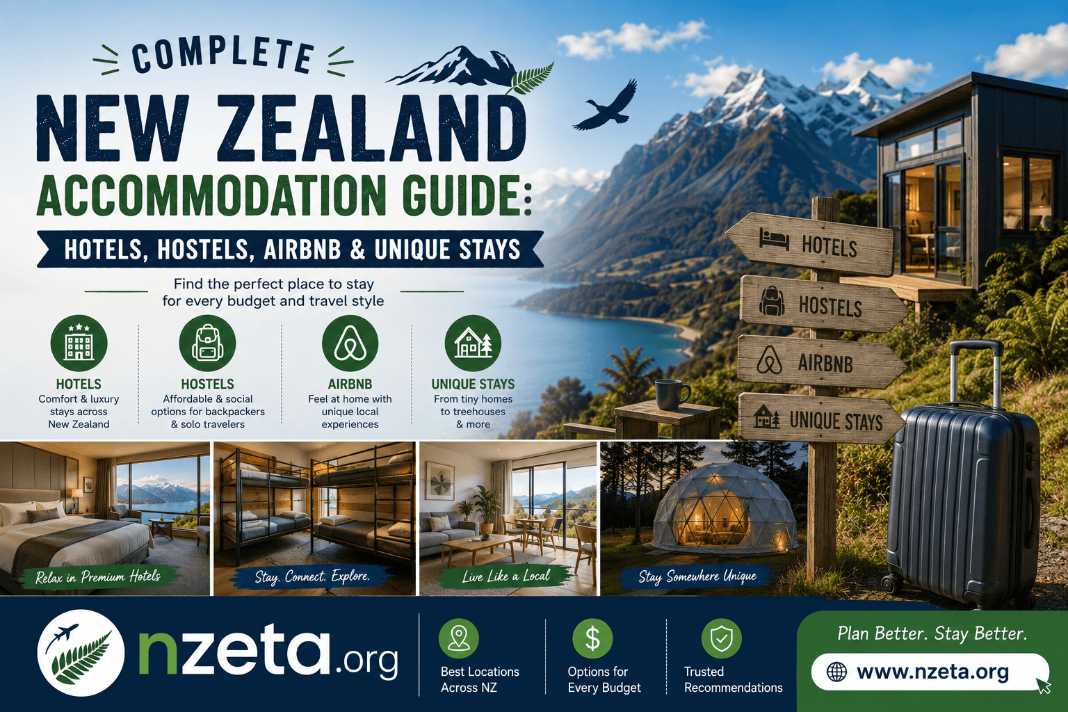 Complete New Zealand Accommodation Guide: Hotels, Hostels, Airbnb & Unique Stays